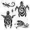 Turtle. Tribal tattoo set.