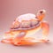 Turtle in water on a pink background. 3d rendering.