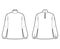 Turtleneck blouse technical fashion illustration with long sleeves and cuff, oversized, button fastening keyhole at back