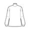 Turtleneck blouse technical fashion illustration with long sleeves and cuff, oversized, button fastening keyhole at back