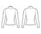 Turtleneck jersey sweater technical fashion illustration with long sleeves, close-fitting shape.