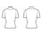 Turtleneck jersey sweater technical fashion illustration with short sleeves, close-fitting shape.