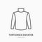 Turtleneck sweater flat line icon. Cold weather apparel store sign. Thin linear logo for clothing shop