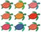 Turtles in different colors - find two identical turtles