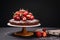 Tuscan chocolate cake with strawberries and cherries