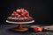 Tuscan chocolate cake with strawberries and cherries