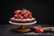 Tuscan chocolate cake with strawberries and cherries