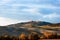 Tuscan countryside landscape with panoramic view of the city of Pienza in Val d`Orcia, Tuscany, Italy