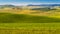 Tuscan landscape, with cultivated fields and rolling hills