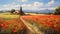 Tuscan Landscape With Italian Poppies - Patrick Brown Style Wallpaper