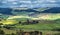 Tuscan landscape rolling green hills from Montepulciano, Tuscany, Italy