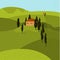 Tuscan landscape. Tuscany. Vector illustration