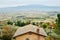 Tuscan rolling hills and rustic house panoramic view, Pienza, Tuscany, Italy