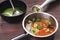 Tuscan vegetable soup with basil pesto