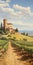 Tuscan Vineyard Painting With Imposing Monumentality And Humble Charm