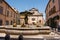 Tuscania, Viterbo, Italy: San Giacomo Maggiore cathedral, the square and the fountain