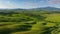 Tuscany aerial landscape at evening in Italy