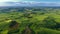 Tuscany aerial landscape of farmland hill, Italy