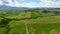 Tuscany aerial landscape with road and cypresses