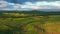 Tuscany aerial sunrise farmland hill landscape