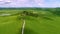 Tuscany aerial video 4K on spring time with green fields