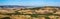 Tuscany landscape panorama with Pienza town on the hill, Italy.