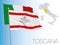 Tuscany official regional flag and map, Italy
