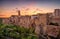 Tuscany, Pitigliano medieval village panorama sunset. Italy