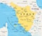 Tuscany, region in central Italy, with Tuscan Archipelago, political map