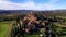 Tuscany scenic landscape, castles and vineyards. aerial footage