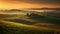Tuscany Sunrise: A Curvilinear Landscape In American Romanticism Style