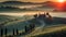 Tuscany Sunrise: A Romantic And Multi-layered Landscape In Andreas Levers\\\' Style
