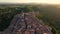 Tuscany, sunset aerial view of the medieval town of Pitigliano, taly