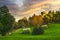 Tuscany, Volterra town south skyline, park and medieval fortress. Italy