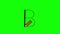 Tutorial for writing English alphabet. Trace the letter B with a pencil isolated on green screen. Animated letters