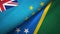 Tuvalu and Solomon Islands two flags textile cloth, fabric texture