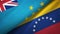 Tuvalu and Venezuela two flags textile cloth, fabric texture