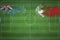 Tuvalu vs Bahrain Soccer Match, national colors, national flags, soccer field, football game, Copy space