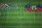 Tuvalu vs Haiti Soccer Match, national colors, national flags, soccer field, football game, Copy space