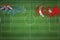 Tuvalu vs Turkey Soccer Match, national colors, national flags, soccer field, football game, Copy space