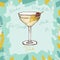Tuxedo cocktail illustration. Alcoholic classic bar drink hand drawn vector. Pop art
