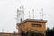 TV antenna system on th roof of Rome city house