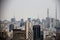 TV antennas on top of buildings in a metropolis skyline