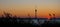TV broadcast tower silhouette at sunset Techirghiol Eforie Constanta Romania
