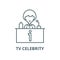 Tv celebrity vector line icon, linear concept, outline sign, symbol