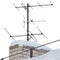 TV and communication aerials on snowy roof of residential house, multiple isolated dvb-t antennas winter scene, large detailed