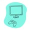 Tv and joystick vector illustration. Hand drawn doodle videogame on tv gamepad. Hobby and leisure time