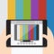 TV on mobile, Internet television. Vector Flat design