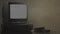 TV with noise. TV test card. Retro hardware 1980. Glitch art show static error, broken transmission. Noise tv screen
