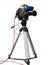 TV Professional studio digital video camera on tripod isolated o